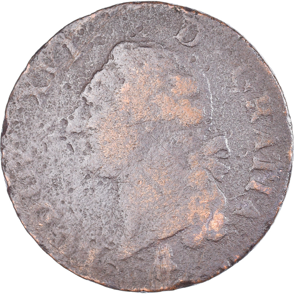 Moeda, França, Louis XVI, Sol ou sou, Sol, 1791, Paris, VF(20-25), Cobre