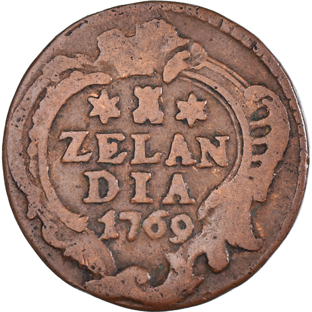Coin, Netherlands, ZEELAND, Duit, 1769, Middelbourg, VF(30-35), Copper, KM:101.1