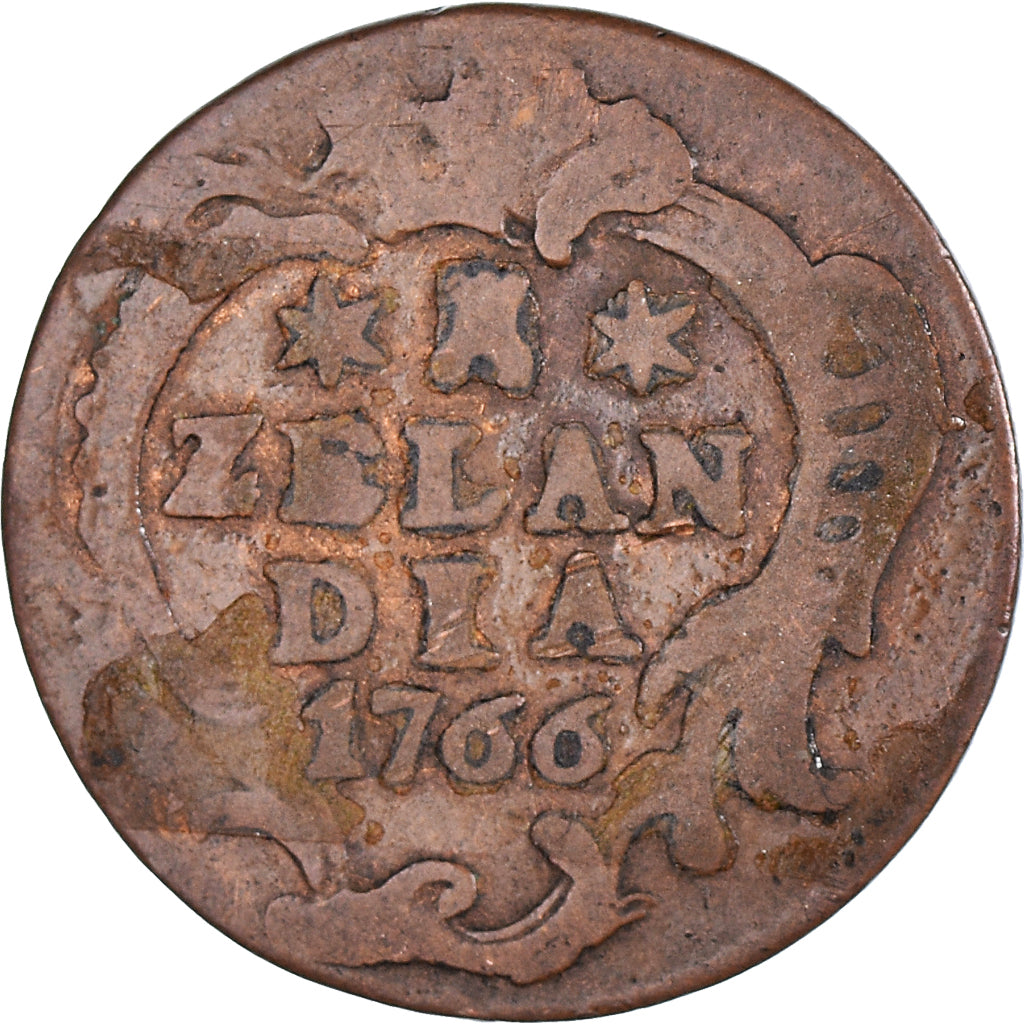 Coin, Netherlands, ZEELAND, Duit, 1766, Middelbourg, VF(20-25), Copper, KM:101.1