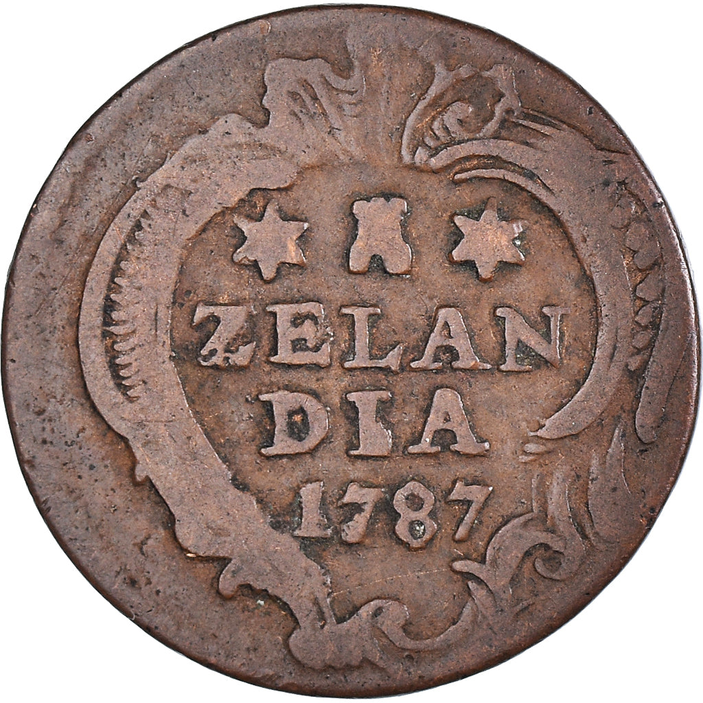 Moneda, Países Bajos, ZEELAND, Duit, 1787, Middelbourg, BC+, Cobre, KM:101.1