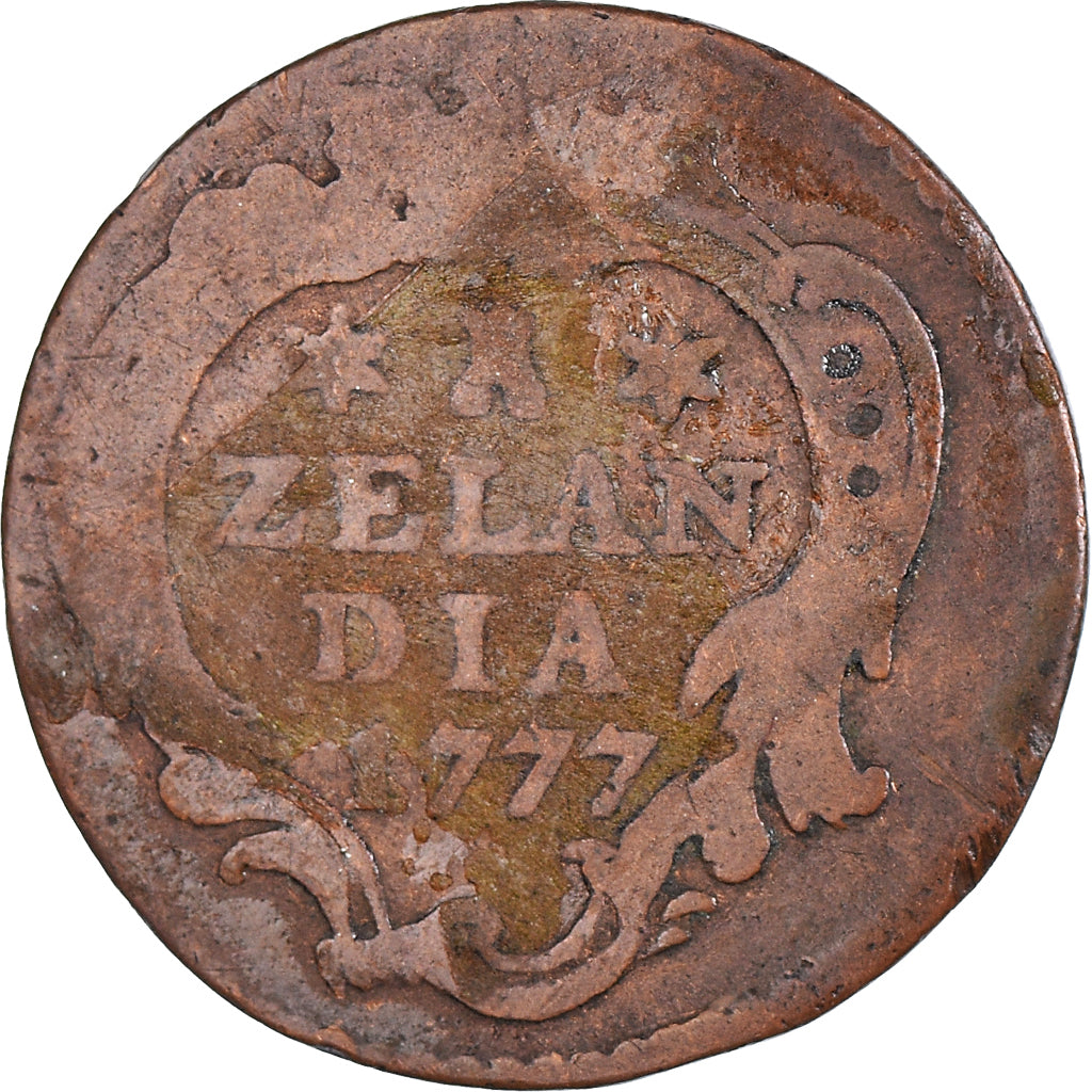 Coin, Netherlands, ZEELAND, Duit, 1777, Middelbourg, VF(20-25), Copper, KM:101.1