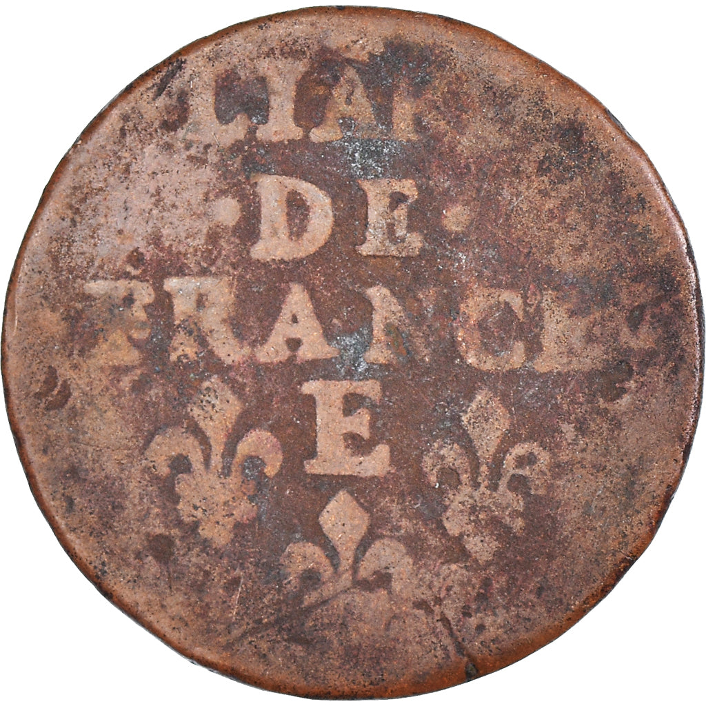 Moneta, Francia, Louis XIV, Liard de France au buste juvénile, deuxième type
