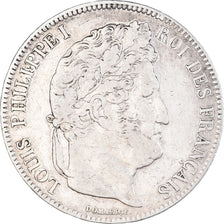 Moeda, França, Louis-Philippe, 5 Francs, 1838, Lille, VF(30-35), Prata