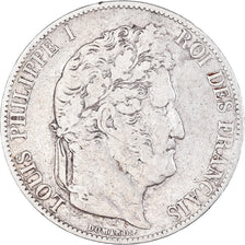 Moneta, Francia, Louis-Philippe, 5 Francs, 1844, Lille, MB+, Argento, KM:749.13