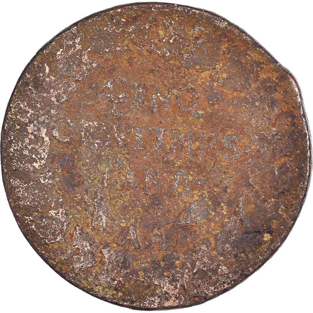 Moneta, Francia, Dupré, 5 Centimes, AN 8, Metz, B+, Bronzo, KM:640.2