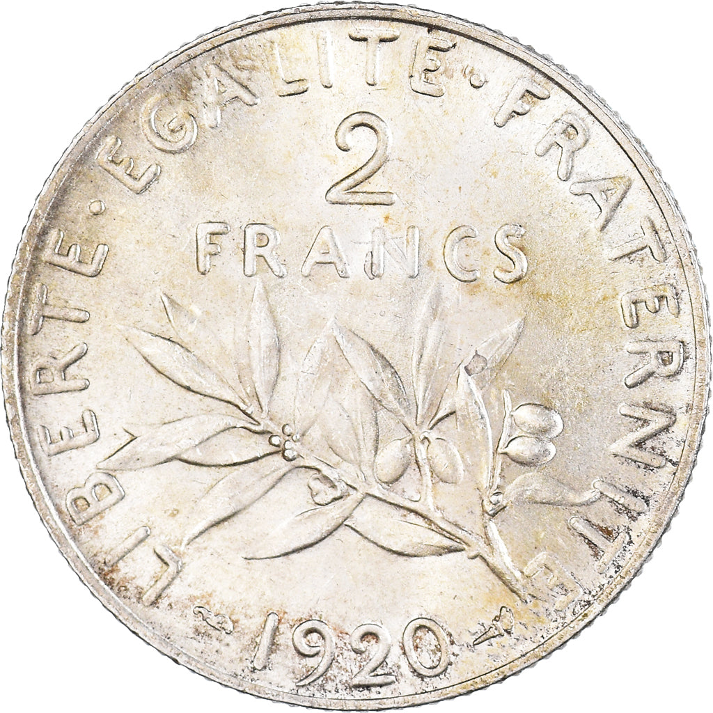 Coin, France, Semeuse, 2 Francs, 1920, Paris, AU(55-58), Silver, KM:845.1