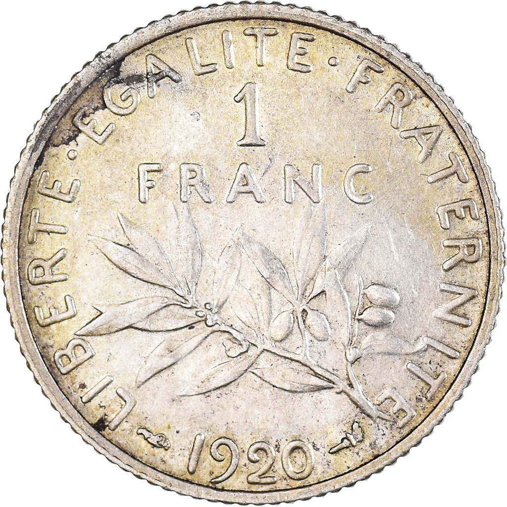 Moneta, Francia, Semeuse, Franc, 1920, Paris, BB, Argento, KM:844.1, Gadoury:467