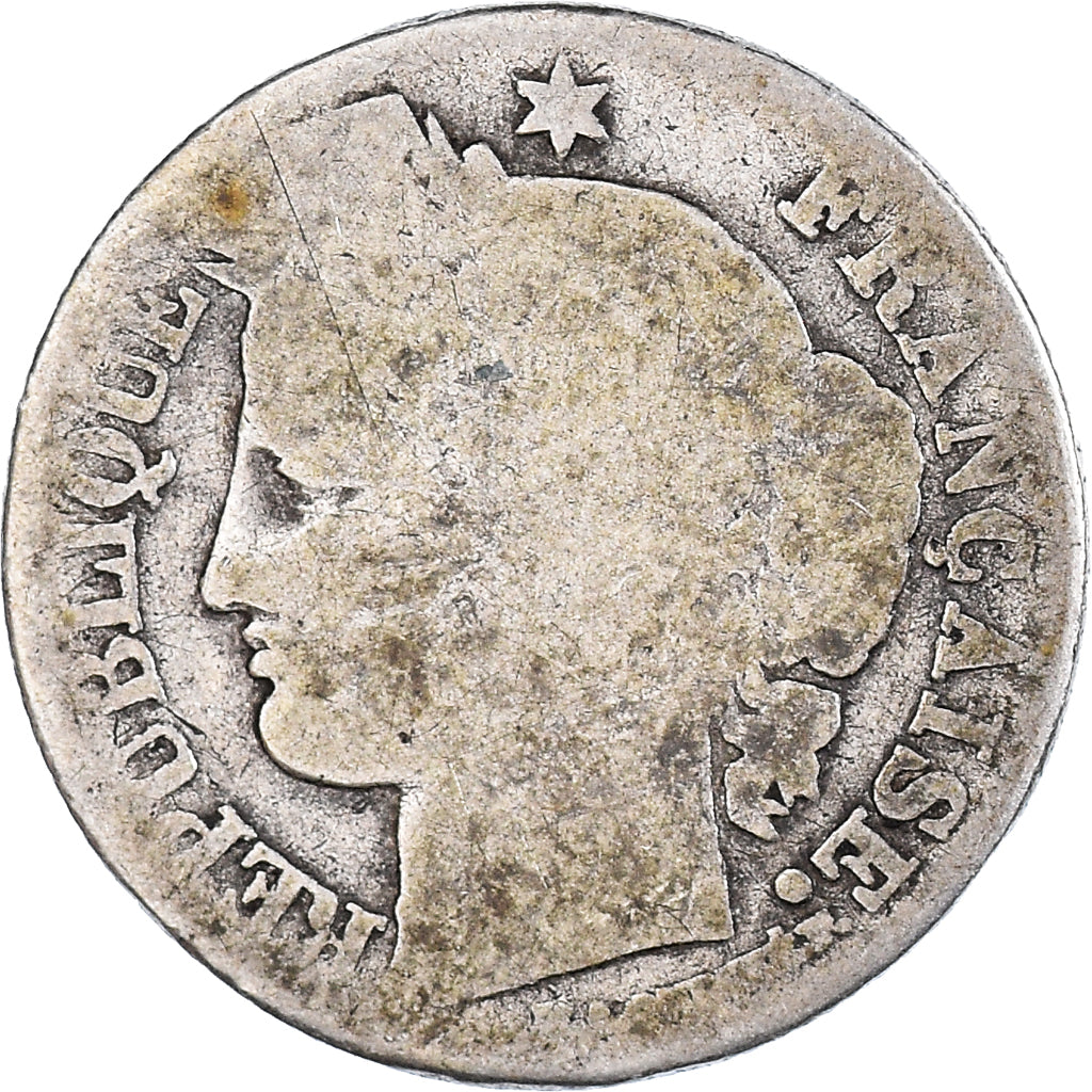 Moneda, Francia, Cérès, 50 Centimes, 1871, Bordeaux, BC, Plata, KM:834.2