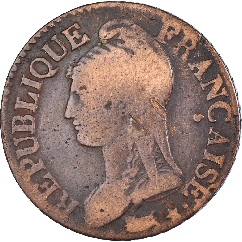 Moneta, Francia, Dupré, 5 Centimes, AN 5, Strasbourg, MB+, Bronzo, KM:640.4