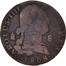 Coin, Spain, Charles IV, 8 Maravedis, 1808, Segovia, VF(30-35), Copper, KM:428