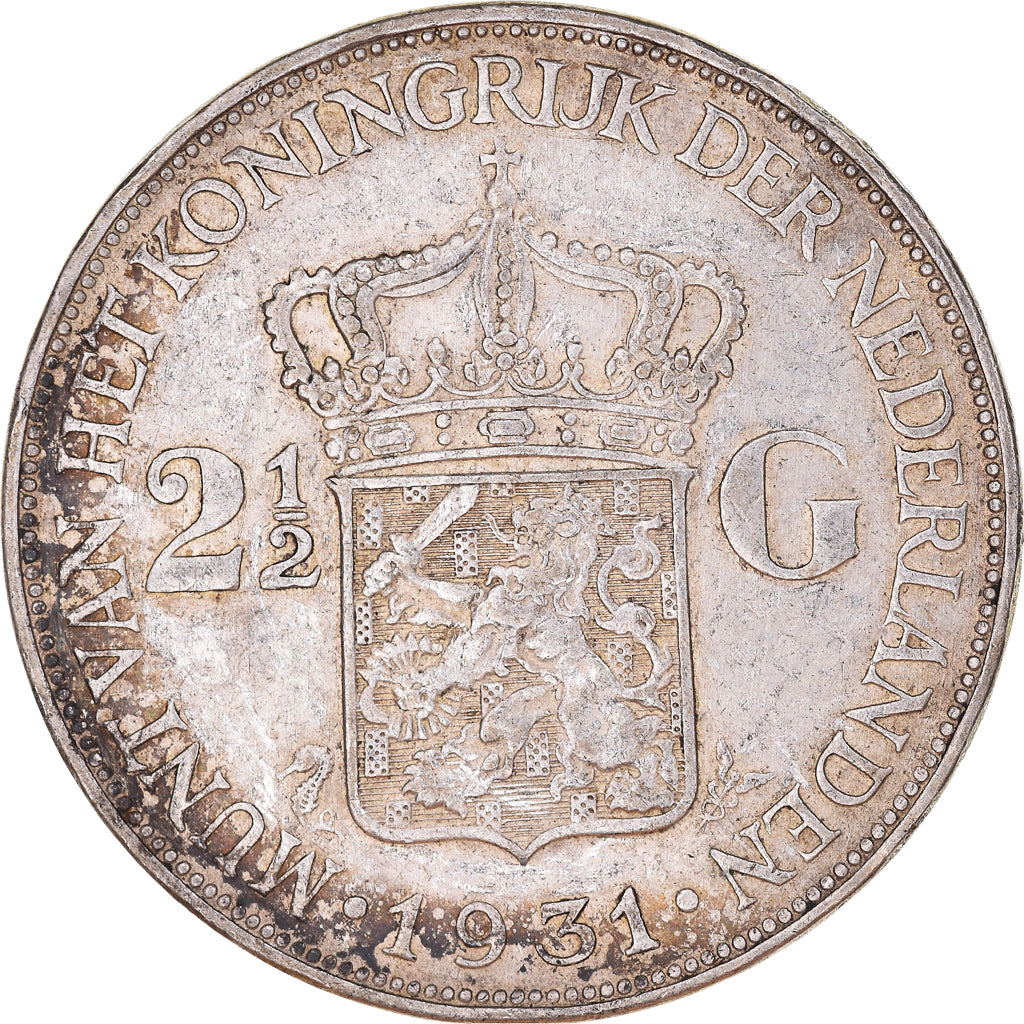 Moeda, Países Baixos, Wilhelmina I, 2-1/2 Gulden, 1931, Utrecht, AU(50-53)