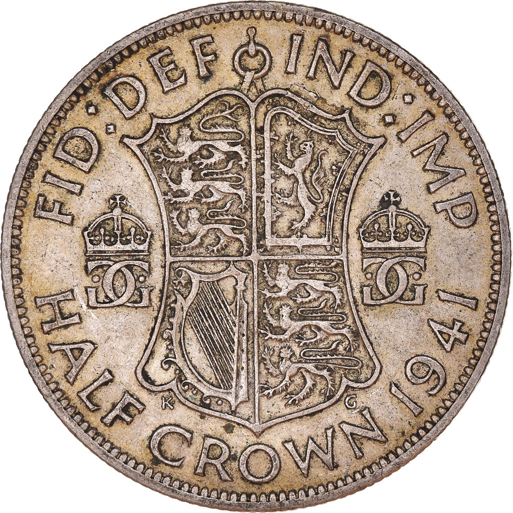 Coin, Great Britain, George VI, 1/2 Crown, 1941, EF(40-45), Silver, KM:856