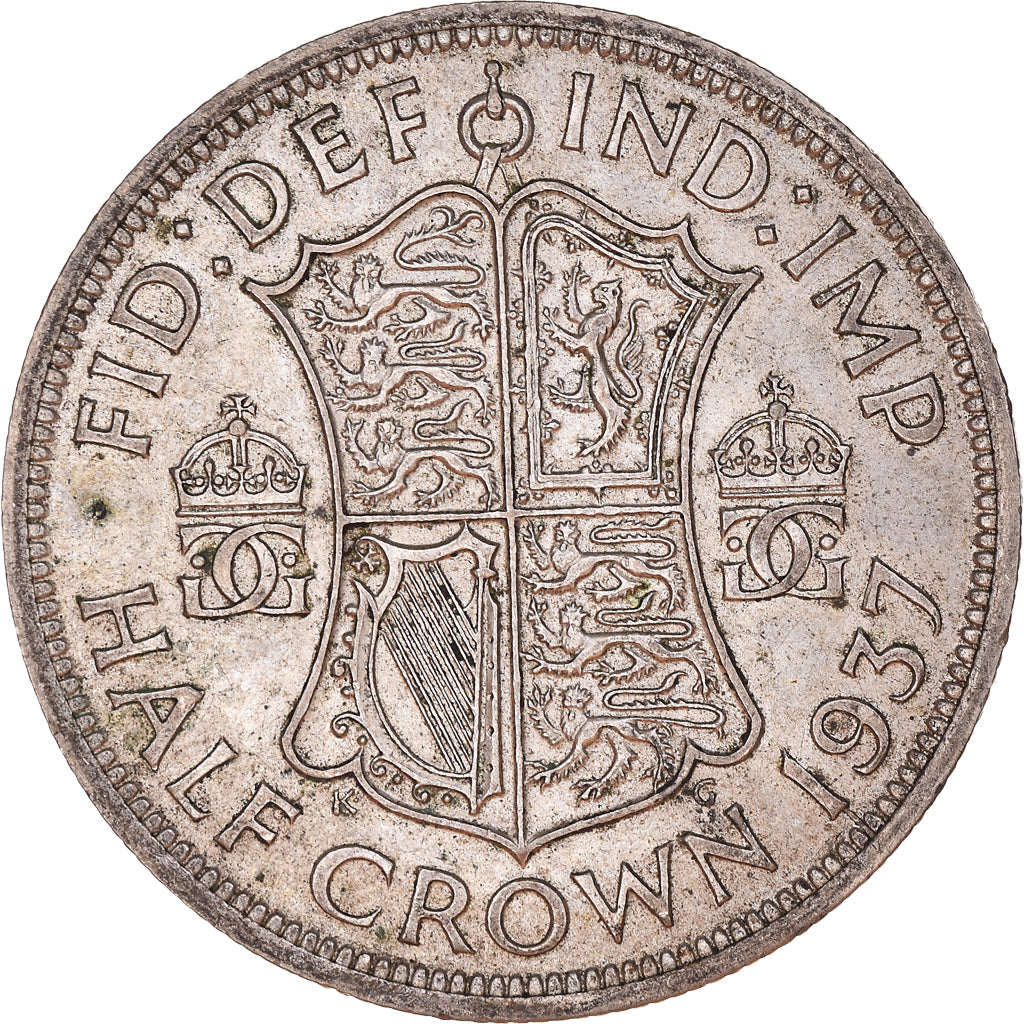 Coin, Great Britain, George VI, 1/2 Crown, 1937, EF(40-45), Silver, KM:856