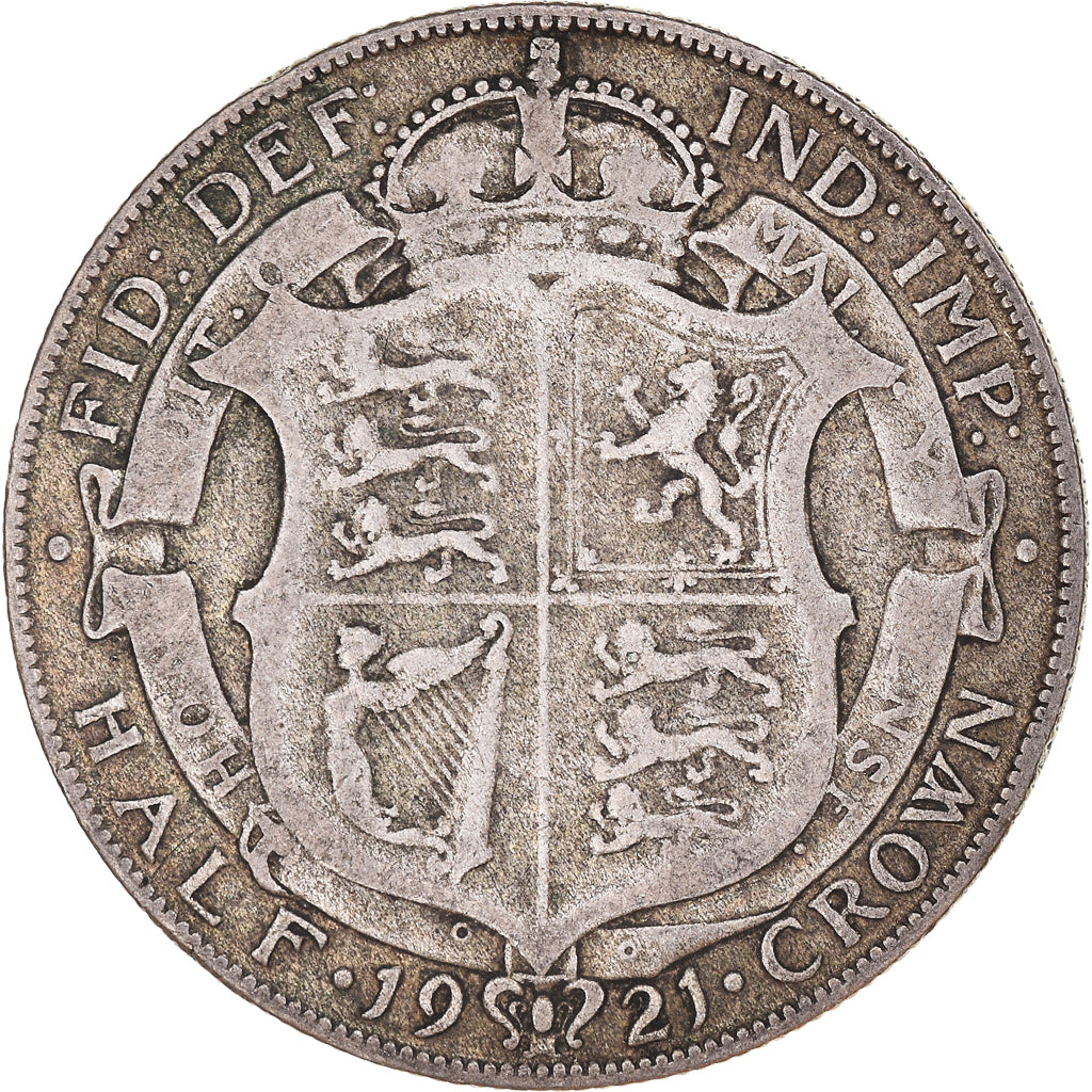 Munten, Groot Bretagne, George V, 1/2 Crown, 1921, FR+, Zilver, KM:818.1a