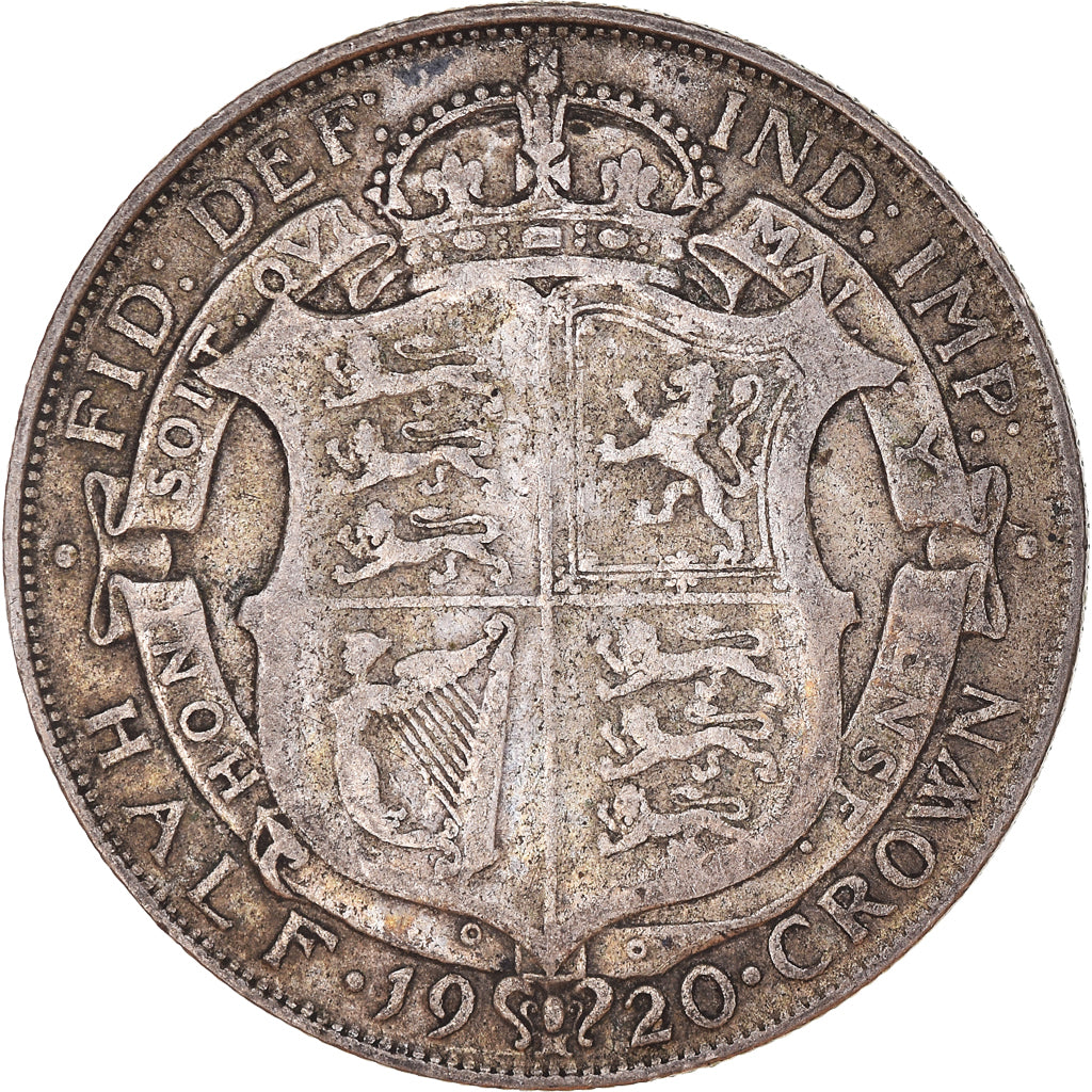 Moneda, Gran Bretaña, George V, 1/2 Crown, 1920, BC+, Plata, KM:818.1a