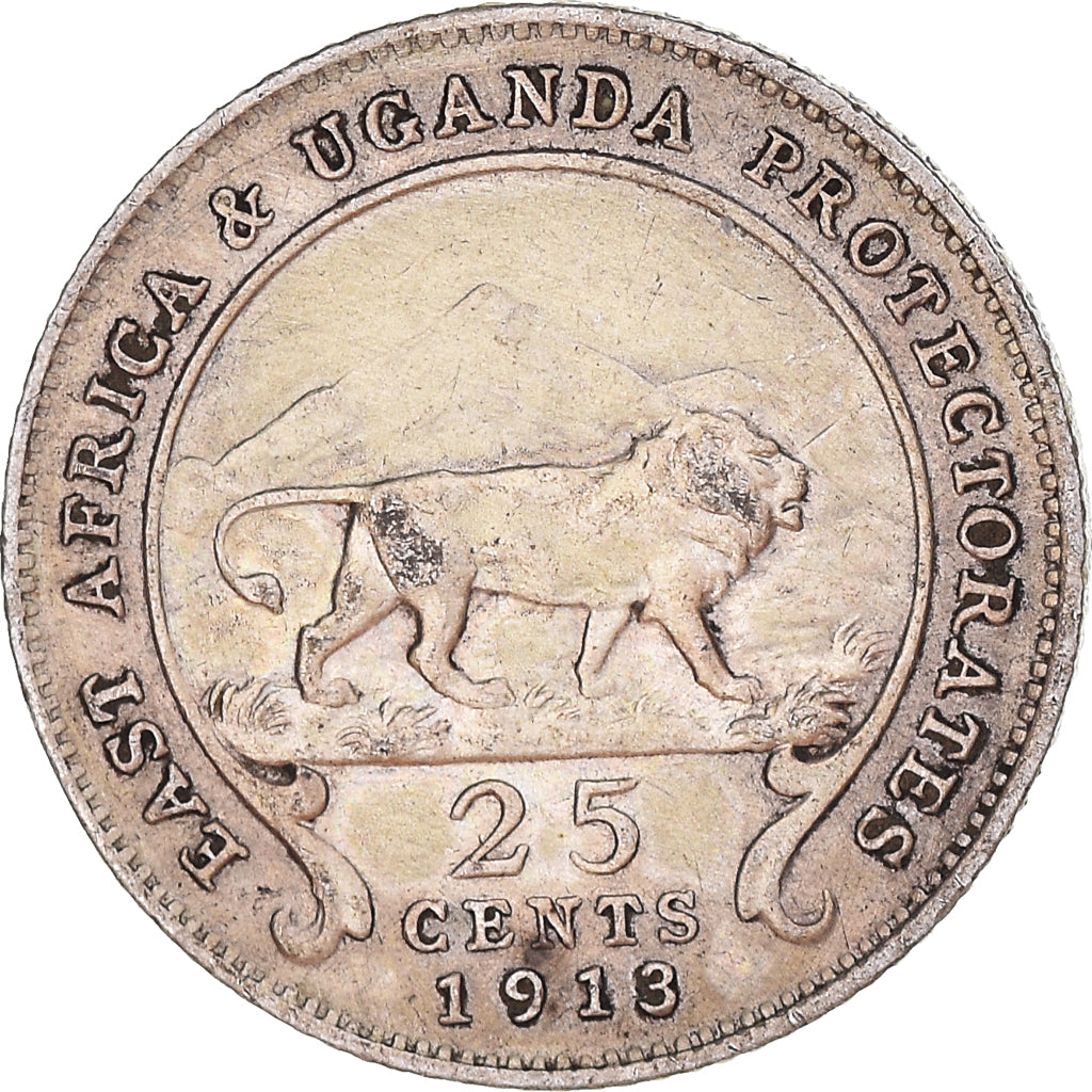 Coin, EAST AFRICA, George V, 25 Cents, 1913, British Royal Mint, AU(50-53)