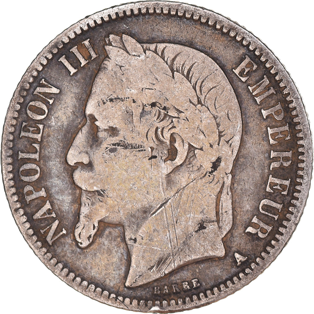 Moeda, França, Napoleon III, Franc, 1866, Paris, VF(20-25), Prata, KM:806.1