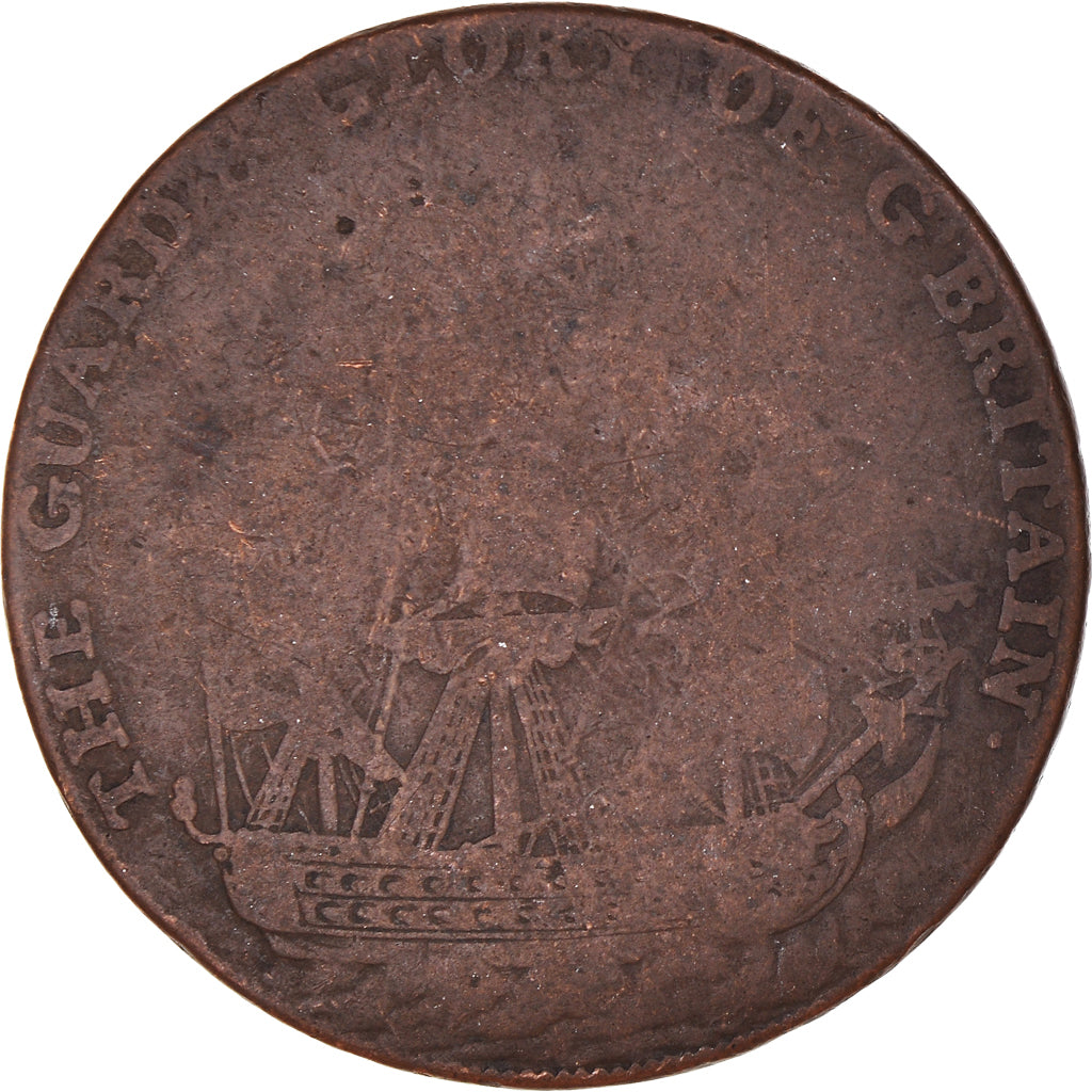 United Kingdom, Halfpenny Token, Sailing ship, 1794, VF(20-25), Copper