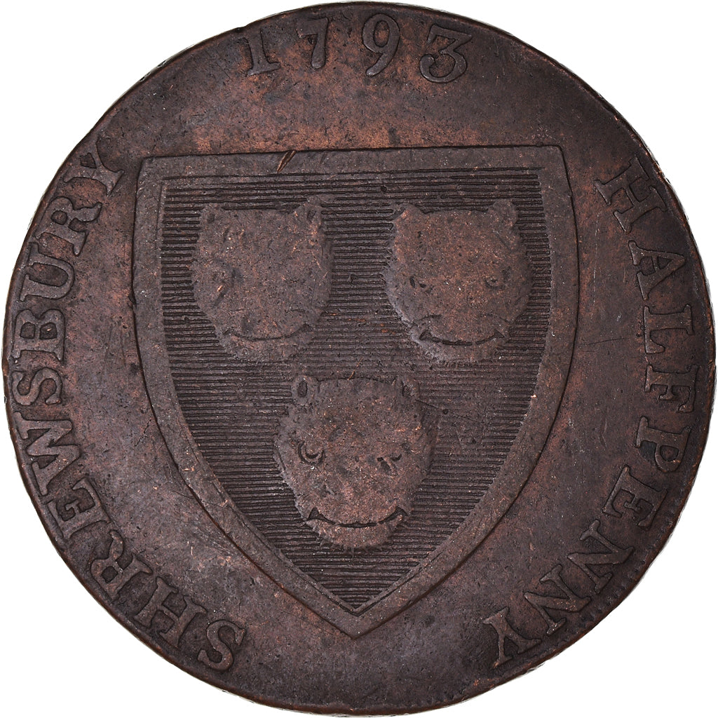 Zjednoczone Królestwo Wielkiej Brytanii, Halfpenny Token, Shrewsbury, 1793