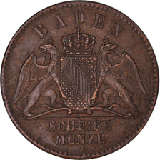 Coin, German States, BADEN, Friedrich I, 1/2 Kreuzer, 1861, AU(50-53), Copper