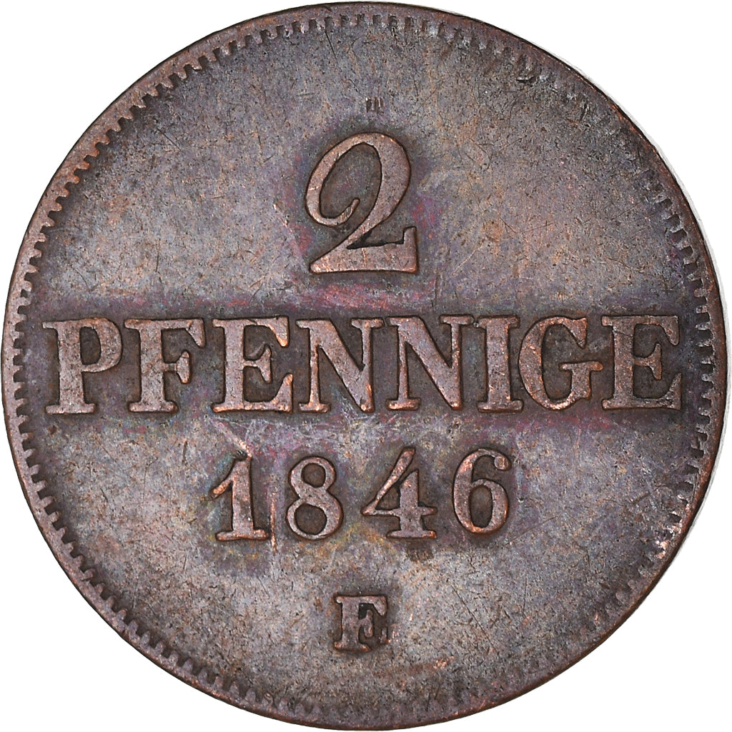 Coin, German States, SAXONY-ALBERTINE, Friedrich August II, 2 Pfennig, 1846