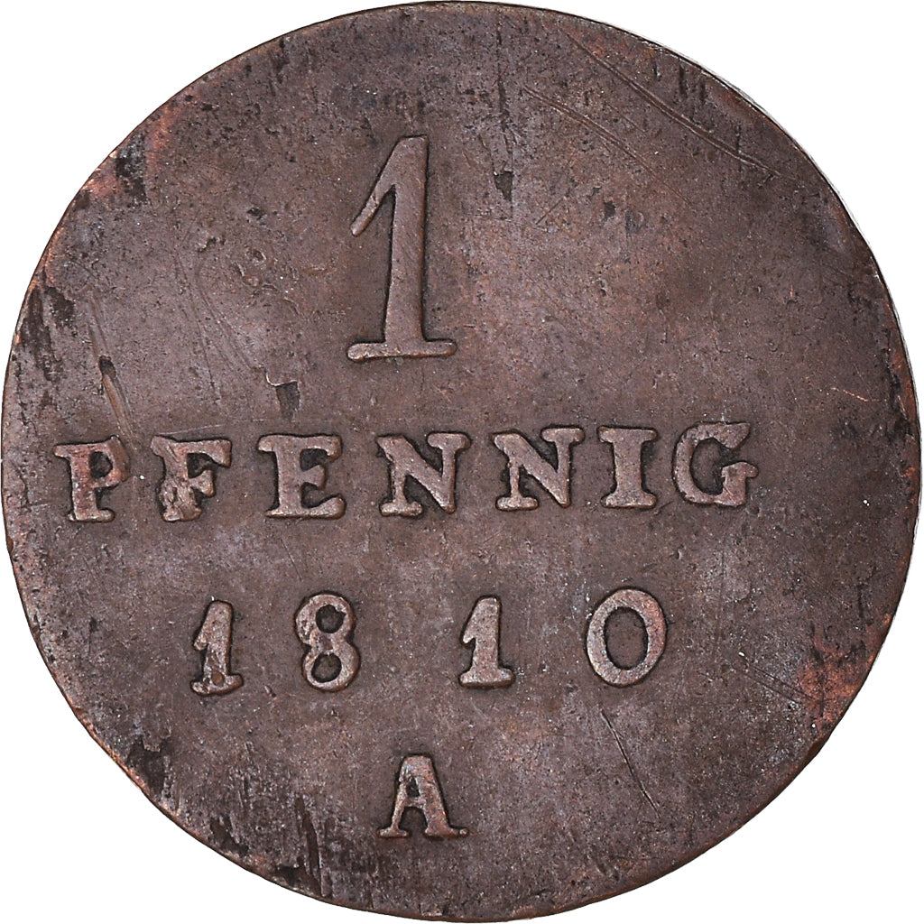 Monnaie, Etats allemands, PRUSSIA, Friedrich Wilhelm III, Pfennig, 1810, Berlin