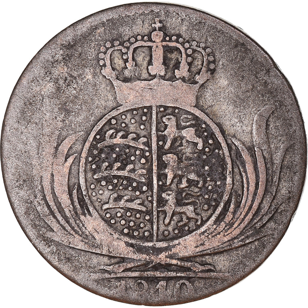 Moeda, Estados Alemães, WURTTEMBERG, Friedrich I, 6 Kreuzer, 1810, VF(30-35)