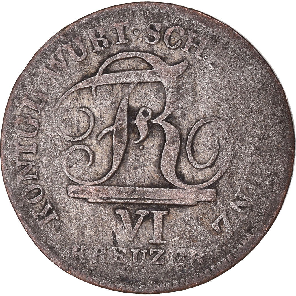Moeda, Estados Alemães, WURTTEMBERG, Friedrich I, 6 Kreuzer, 1810, VF(30-35)