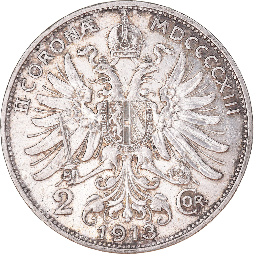 Münze, Österreich, Franz Joseph I, 2 Corona, 1913, Vienna, SS, Silber, KM:2821
