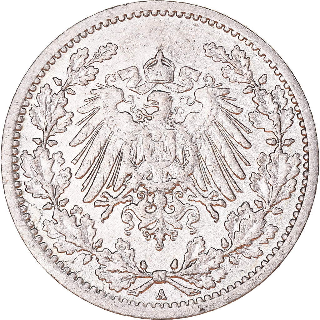 Coin, GERMANY - EMPIRE, Wilhelm II, 1/2 Mark, 1909, Berlin, VF(30-35), Silver