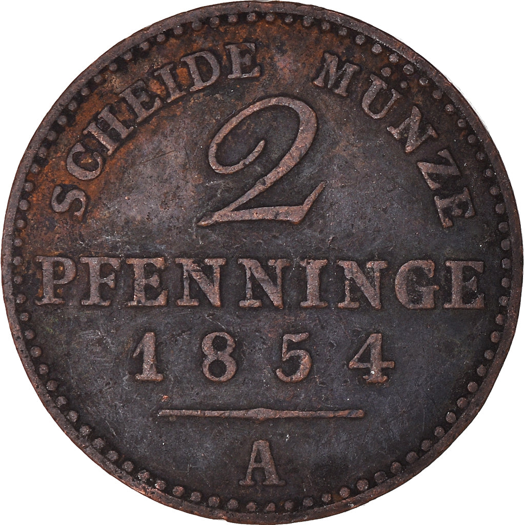 Moneta, Stati tedeschi, PRUSSIA, Friedrich Wilhelm IV, 2 Pfennig, 1854, Berlin