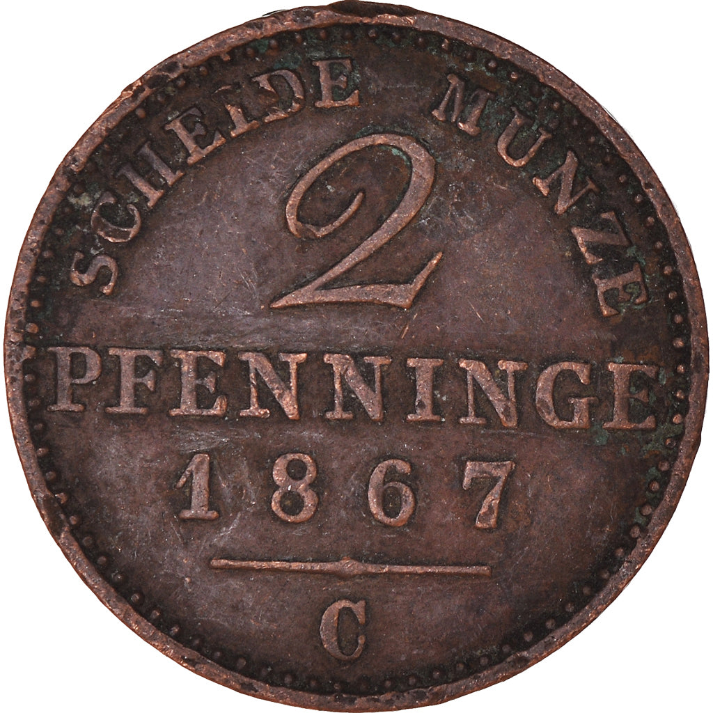 Moeda, Estados Alemães, PRUSSIA, Wilhelm I, 2 Pfennig, 1867, Hannover
