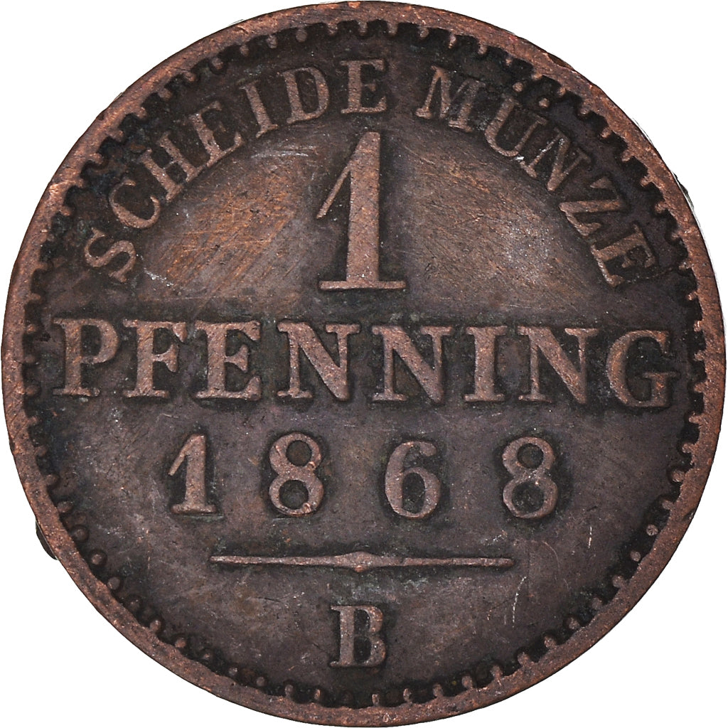 Coin, German States, PRUSSIA, Wilhelm I, Pfennig, 1868, Hannover, VF(30-35)
