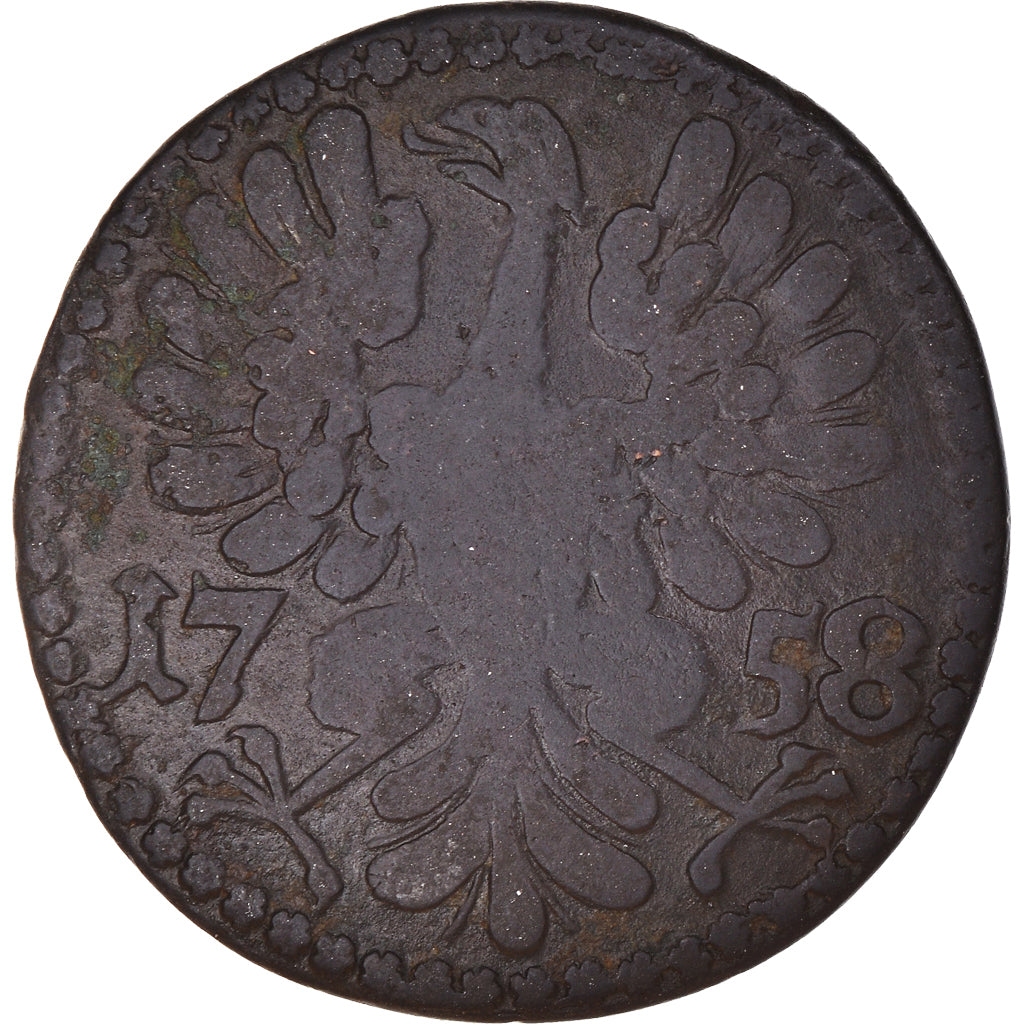 Coin, German States, AACHEN, 12 Heller, 1758, Aachen, VF(20-25), Copper, KM:51