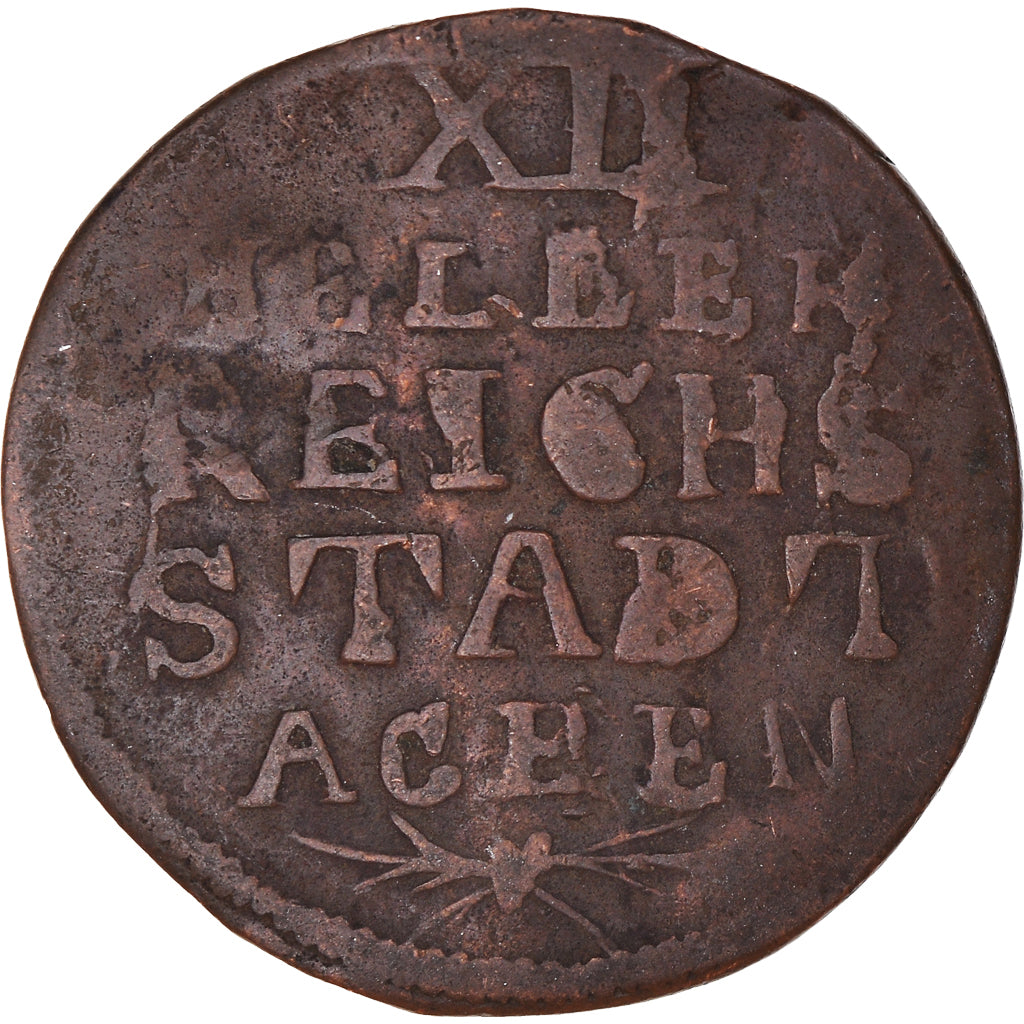 Coin, German States, AACHEN, 12 Heller, 1792, Aachen, VF(20-25), Copper, KM:51