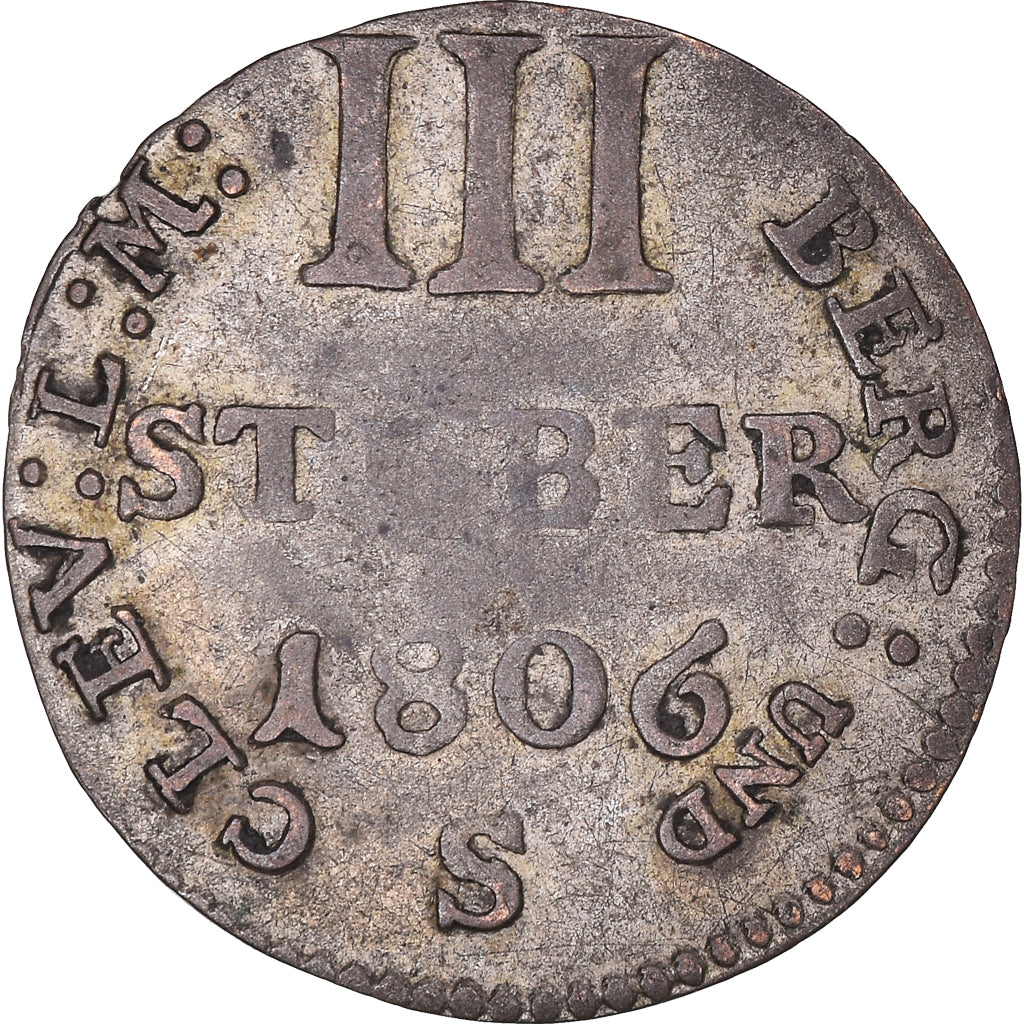 Coin, German States, BERG, Maximilian IV Joseph, 3 Stüber, 1806, D, EF(40-45)