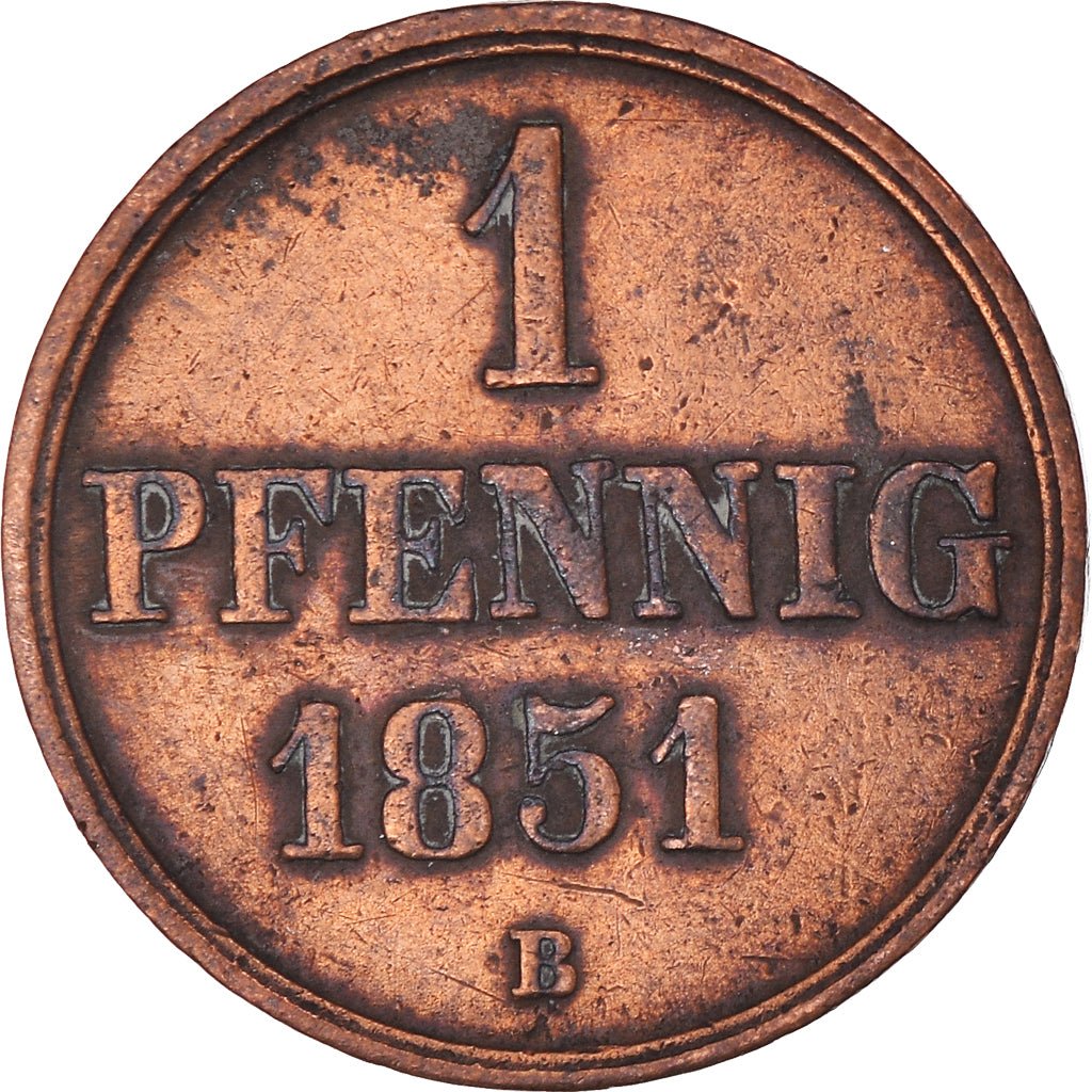Coin, German States, HANNOVER, Ernst August, Pfennig, 1851, Hannover, EF(40-45)