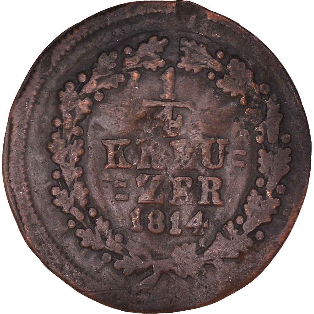 Coin, German States, NASSAU, Wilhelm, 1/4 Kreuzer, 1814, Usingen, VF(20-25)