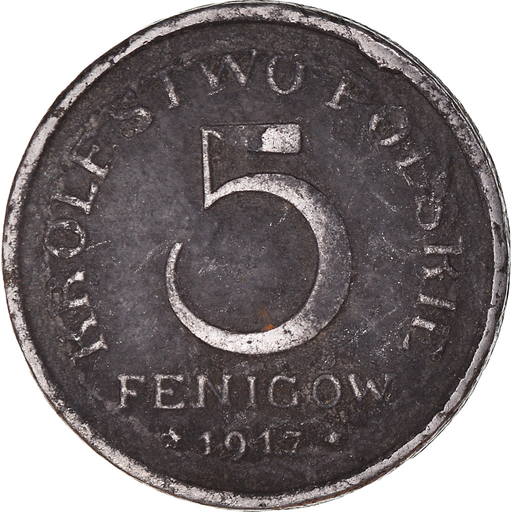 Coin, Poland, 5 Fenigow, 1917, Stuttgart, Germany, VF(20-25), Iron, KM:5