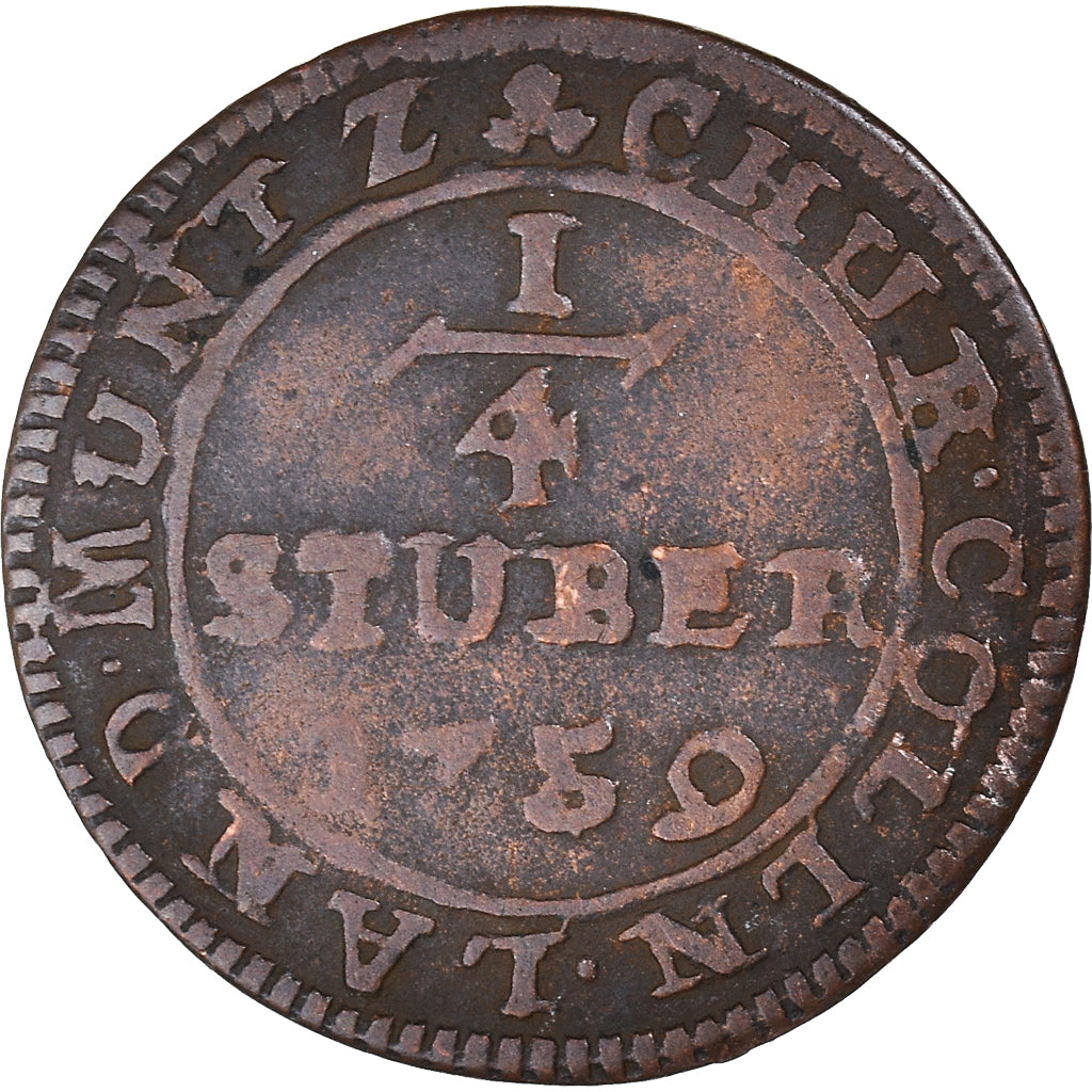 Coin, German States, DORTMUND, Karl Theodor, 1/4 Stüber, 1759, VF(30-35)