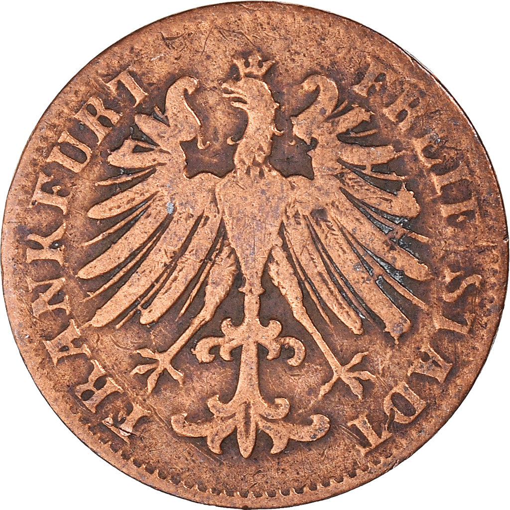 Coin, German States, FRANKFURT AM MAIN, Heller, 1858, Frankfurt, VF(30-35)