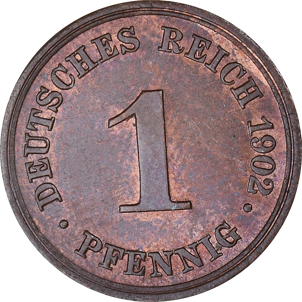 Coin, GERMANY - EMPIRE, Wilhelm II, Pfennig, 1902, Munich, AU(50-53), Copper