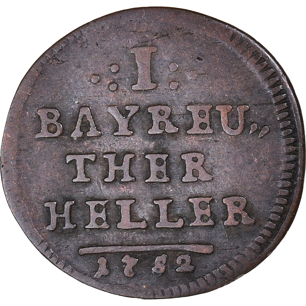 Coin, German States, BRANDENBURG-BAYREUTH, Friedrich, Heller, 1752, Bayreuth