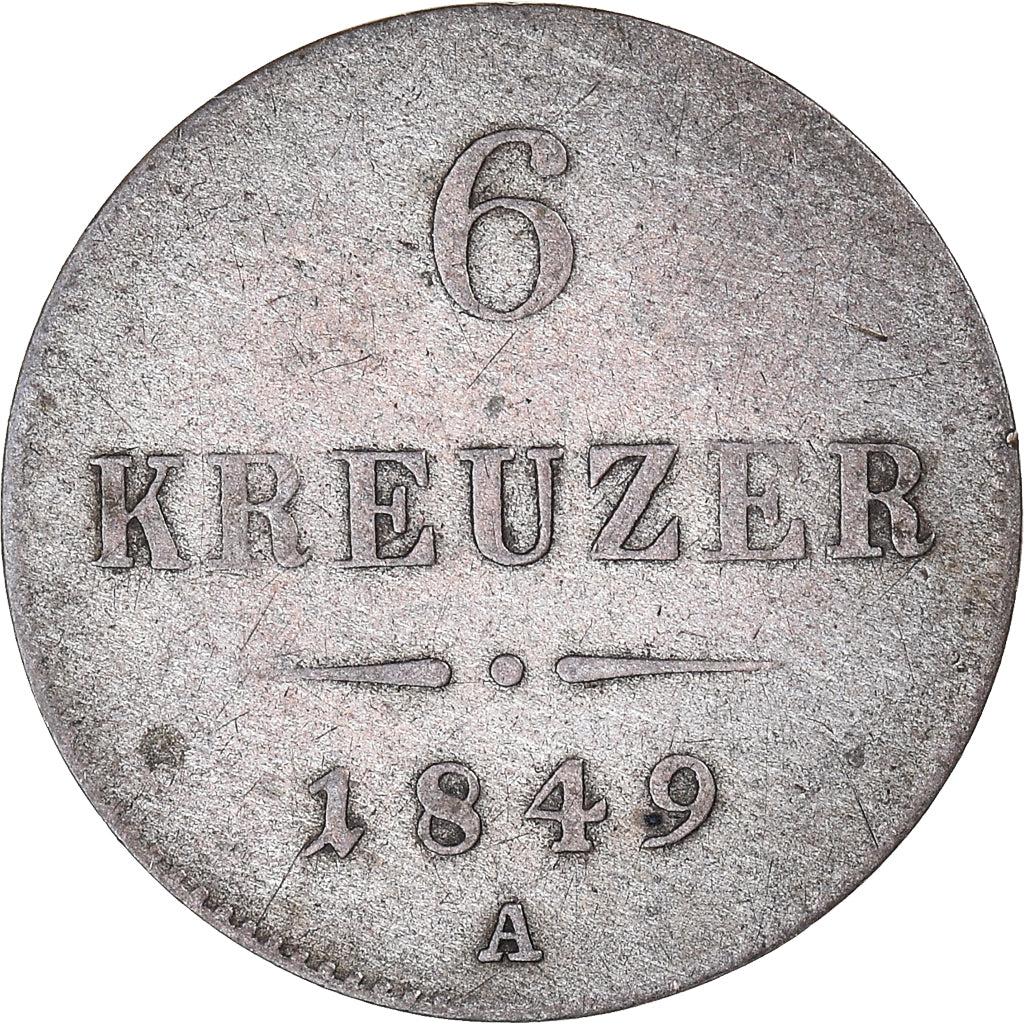 Moneta, Austria, Franz Joseph I, 6 Kreuzer, 1849, Vienna, EF(40-45), Srebro