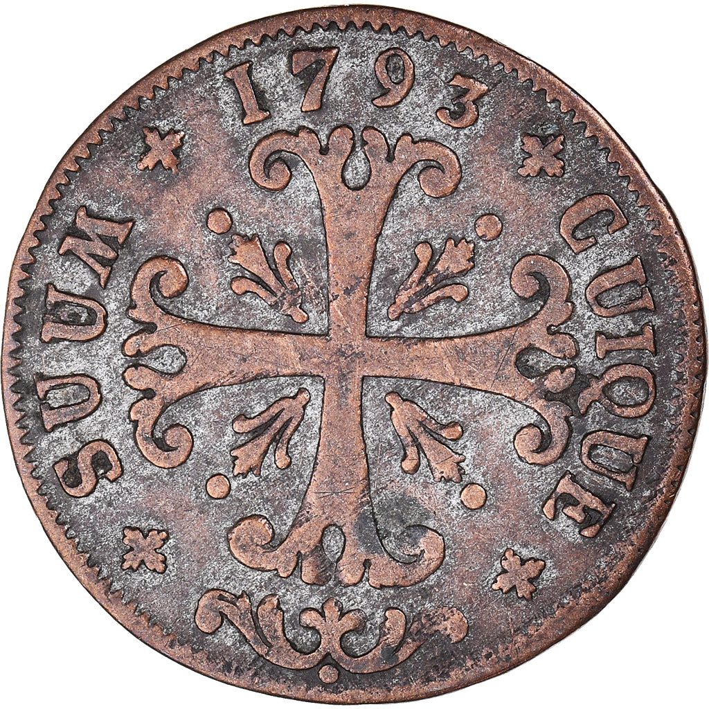 Moeda, CANTÕES SUÍÇOS, NEUCHATEL, 1/2 Batzen, 1793, Neuenburg, EF(40-45)