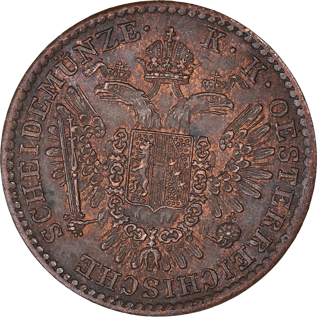 Moeda, Áustria, Franz Joseph I, 1/2 Kreuzer, 1851, Kremnitz, AU(55-58), Cobre