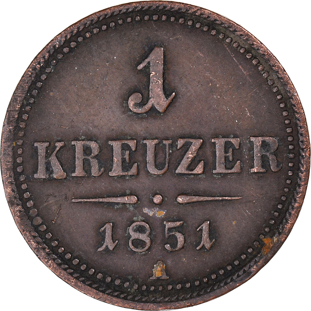 Monnaie, Autriche, Franz Joseph I, Kreuzer, 1851, Vienna, TB+, Cuivre, KM:2185