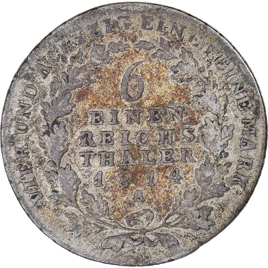 Moneta, Stati tedeschi, PRUSSIA, Friedrich Wilhelm III, 1/6 Thaler, 1814