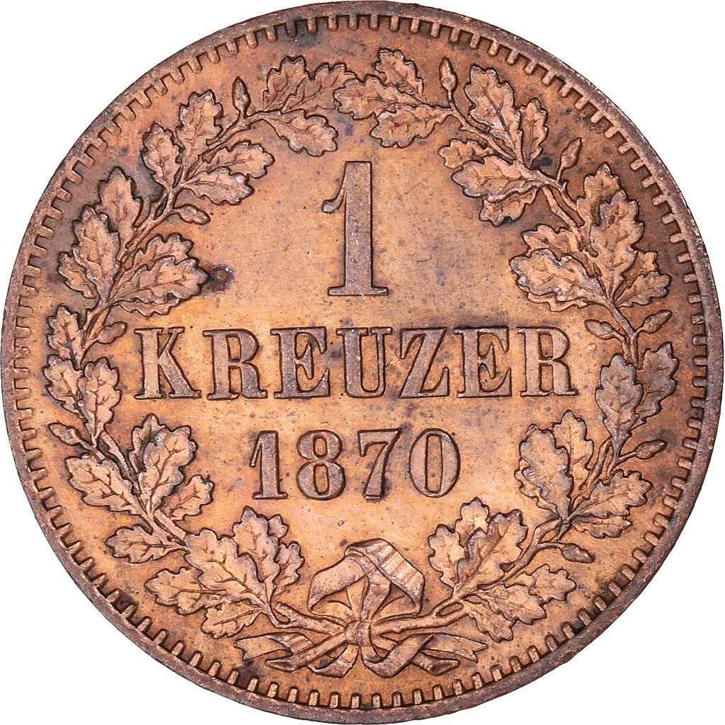 Moneta, Stati tedeschi, BADEN, Friedrich I, Kreuzer, 1870, SPL, Rame, KM:242