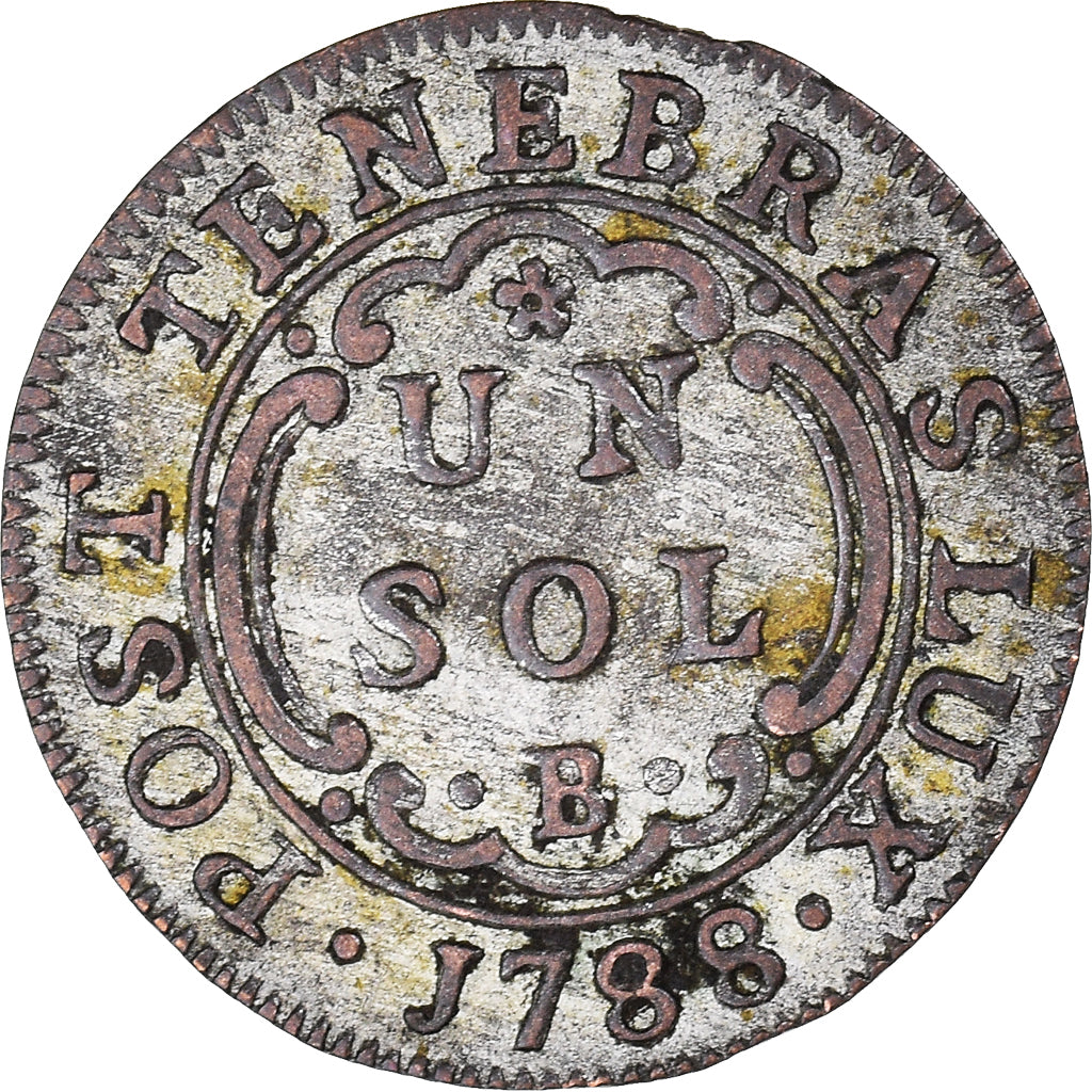 Moneda, CANTONES SUIZOS, GENEVA, Sol, 1788, Bern, MBC+, Vellón, KM:87